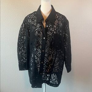 Unbranded Women’s Sheer Floral Blouse Black Estimated Size 2XL